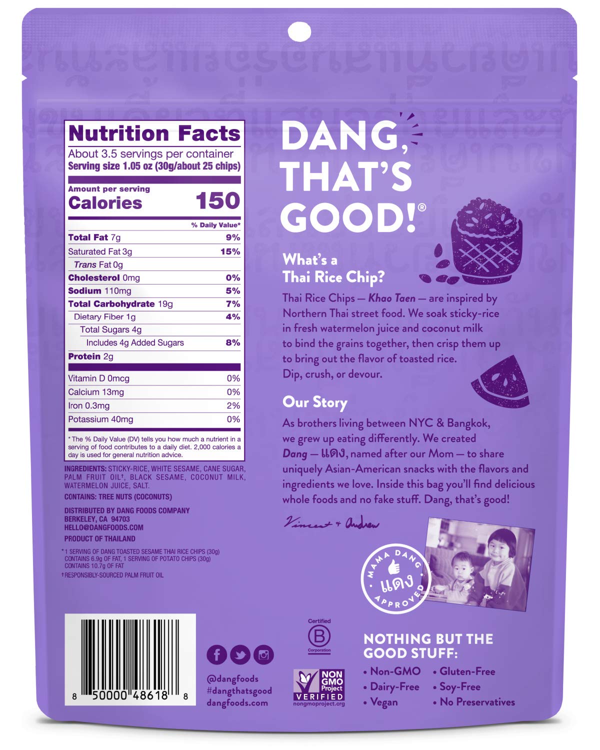 Dang Toasted Sesame Thai Rice Chips, 3.5 OZ thumbnail 7