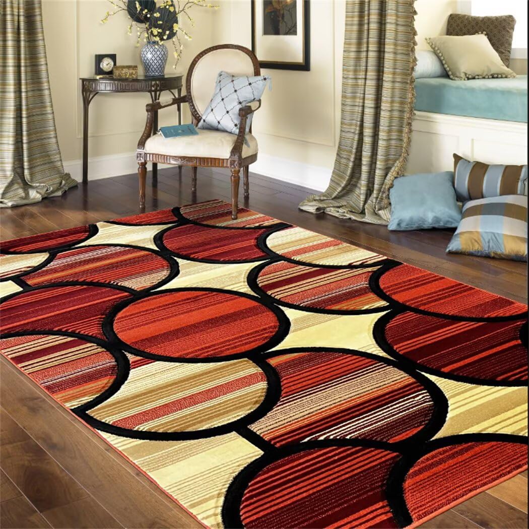 Tapis cuisine deco chambre abstrait rouge pour sol lavable
