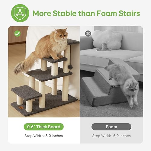 Miniatura 10 de Pawque Escaleras para perros y gatos, escalones para mascotas para sofá de cama alta, tablas de alta resistencia con capacidad para hasta 150 libras