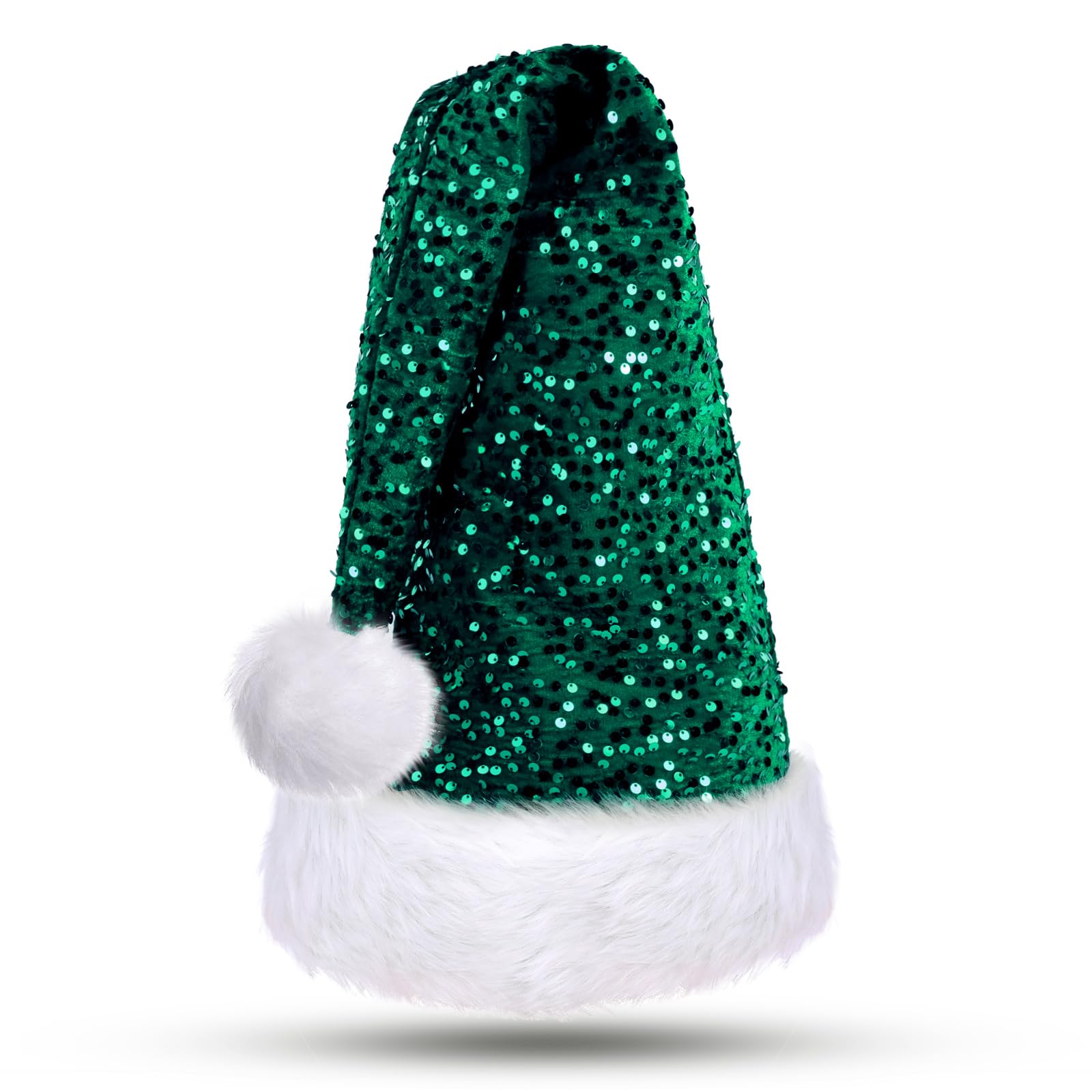 KONVINIT Cappello di Natale per Adulti con paillettes,Caldo Cappelli di Natale, Cappello di Babbo Natale,Cappello X-Mas per Natale Decorativo Cappello Natale Per uomo e donna