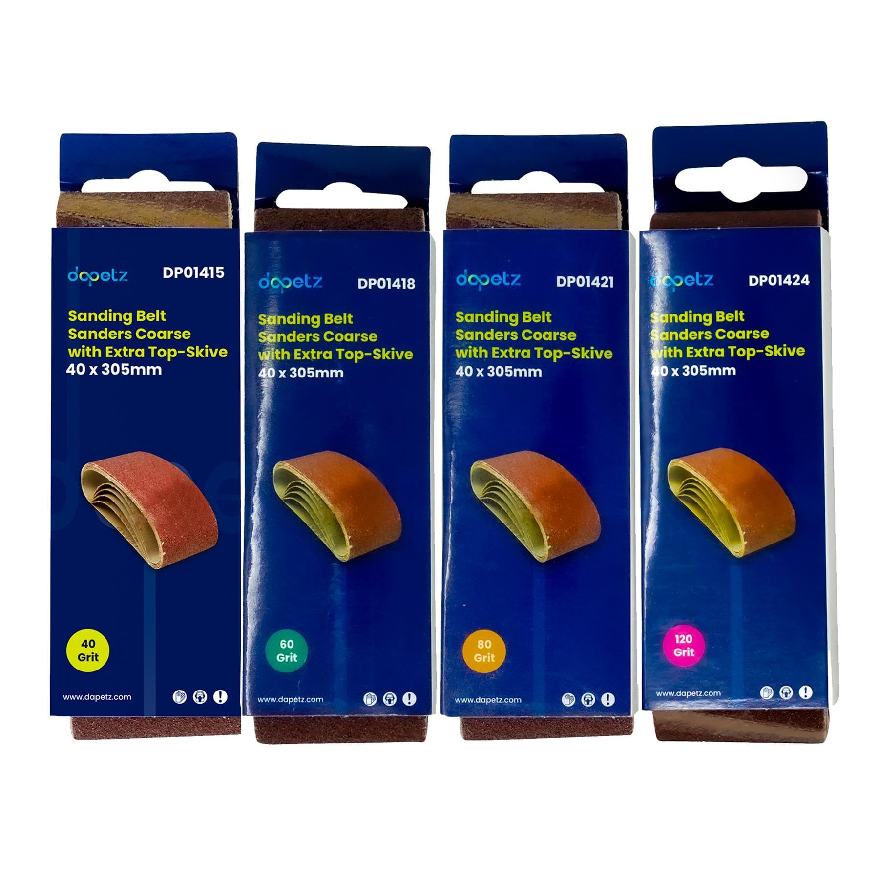Dapetz ® 20 Assorted 40Mm X 305Mm 40 60 80 120 Grit G Power Sander Sanding Belts Extra Large