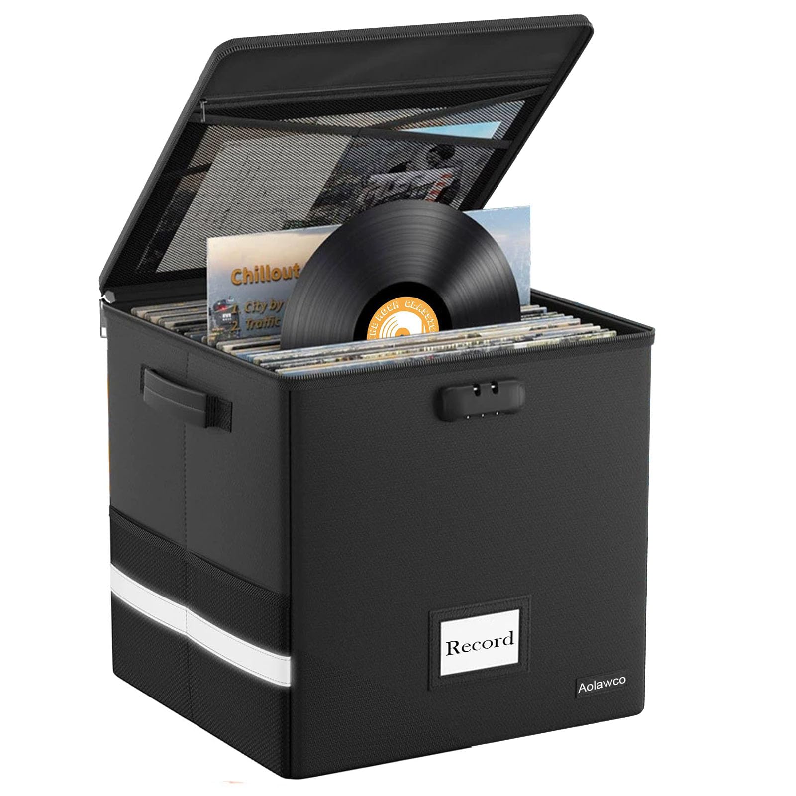 Boîte de rangement pour disques vinyles 30,5 cm LP coffret pliable