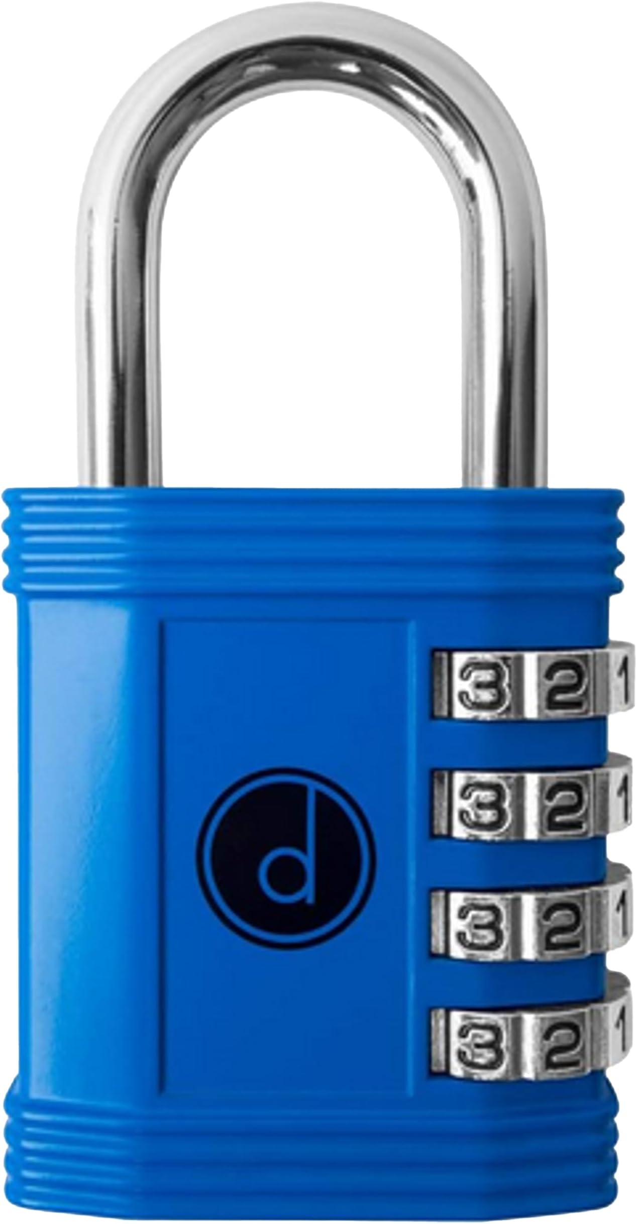 Padlock 4 Digit Combination Lock - for Gym School Locker, Outdoor Gate, Shed, Fence, and Storage - Weatherproof Metal - Keyless, Easy to Set, Resettable - Blue