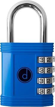 Padlock 4 Digit Combination Lock - for Gym School Locker, Outdoor Gate, Shed, Fence, and Storage, Combo Luggage Lock - Locker Lock- Weatherproof Metal - Keyless, Easy to Set, Resettable - Blue