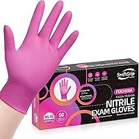 Vista 11 de Guantes de nitrilo sin polvo, 3 mil, guantes de nitrilo desechables, sin látex, sin polvo, rosa/fucsia