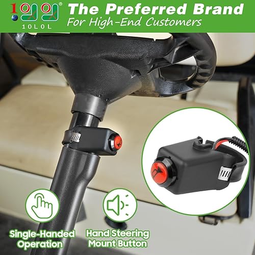 Miniatura 2 de 10L0L Kit de bocina de carrito de golf de 12 voltios, botón de montaje de dirección manual, interruptor de bocina y arnés de cable, ajuste universal