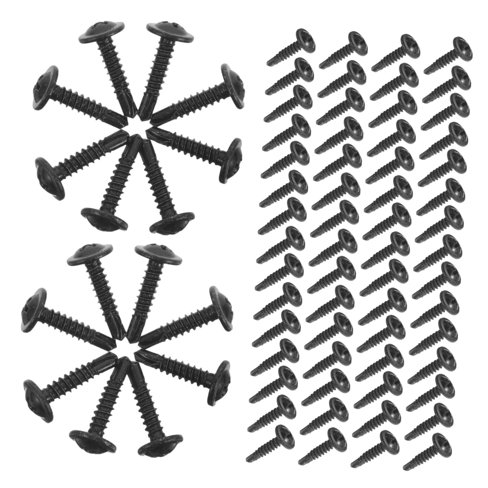 Tornillos Autorroscantes Cruzados 4,2 X 19 Mm Negros de Cabeza Plana Grande Arandela, 460 Unidades, Acero Templado Resistente a Intemperie para Muebles y Montaje Industrial