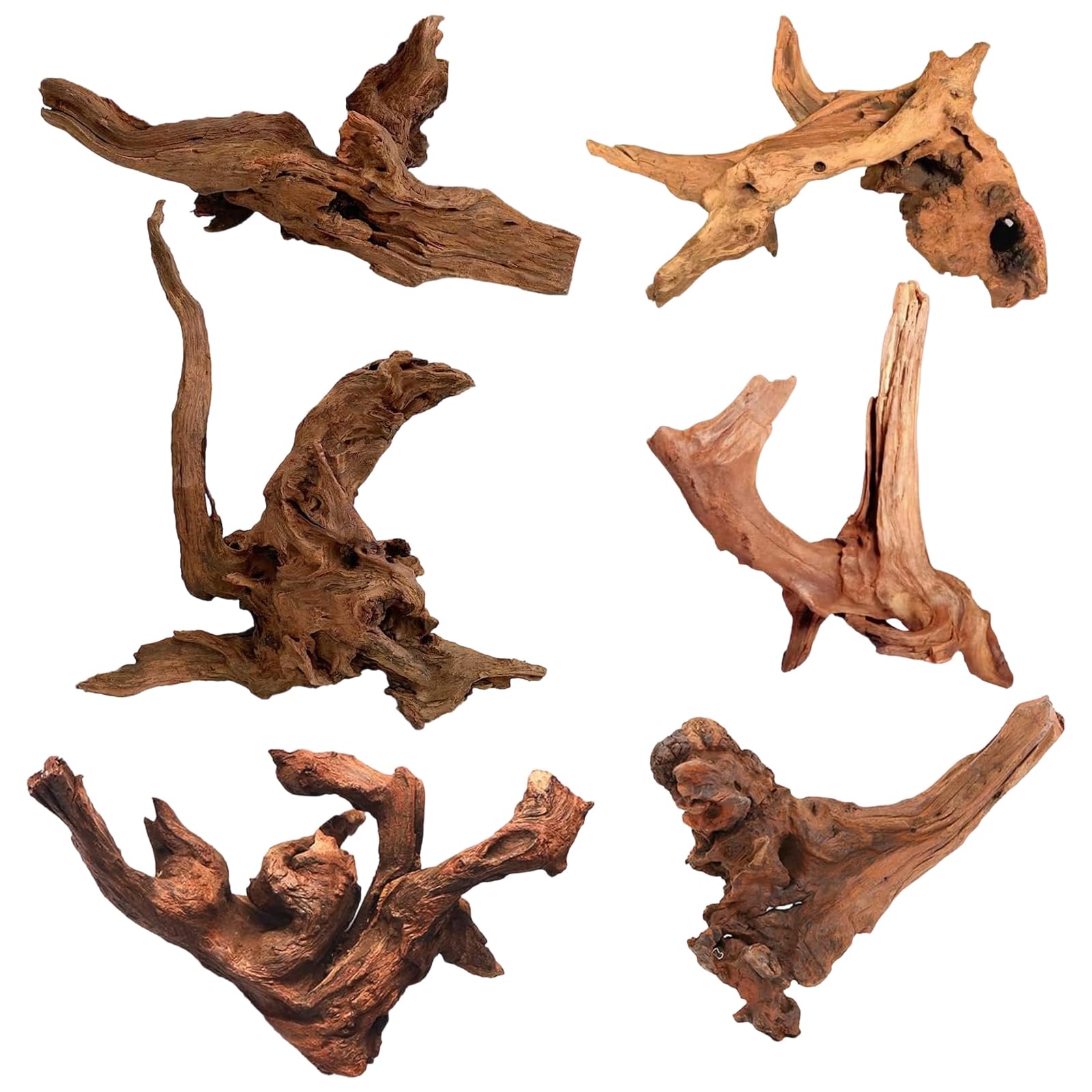 NEUSID 6 PCS Driftwood for Aquarium, Natural Fish Tank Branches Wood Decorations for Aquascaping Micro-aquariums Hardscape Reptiles Decor