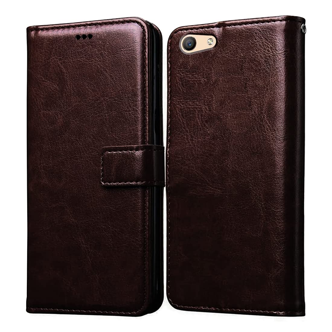 Flip Cover Back Case for Oppo F1S | Premium Leather Finish | Inbuilt Pockets & Stand | Flip Cover Back Case for Oppo F1S (Coffee)