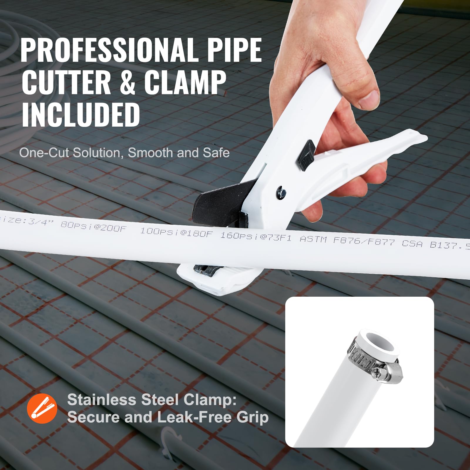 VEVOR PEX Pipe - Tubo flexible de 3/4 pulgadas, barrera sin oxígeno de 100 pies PEX-B para agua potable, para agua caliente/fría y restauración fácil, aplicaciones de fontanería con cortador y