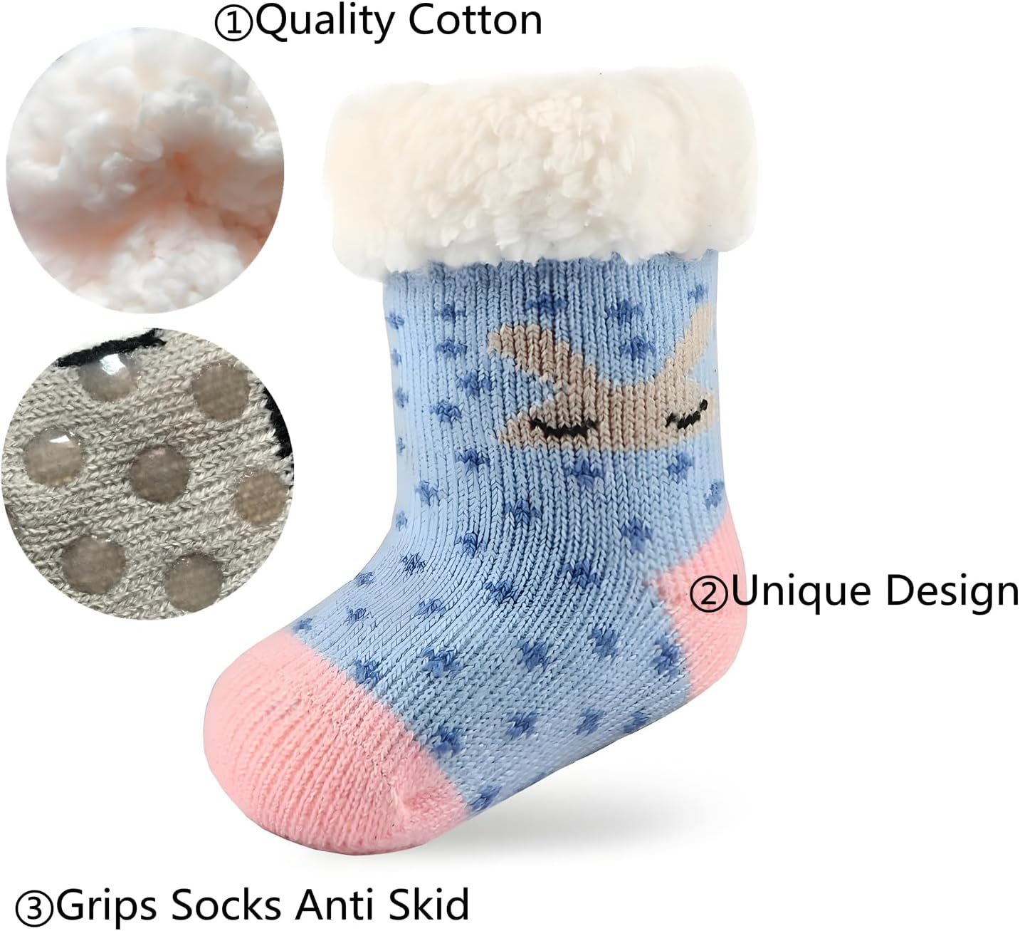 Toddler Slipper Socks With Grips Eocom Kids Fuzzy Slipper Socks