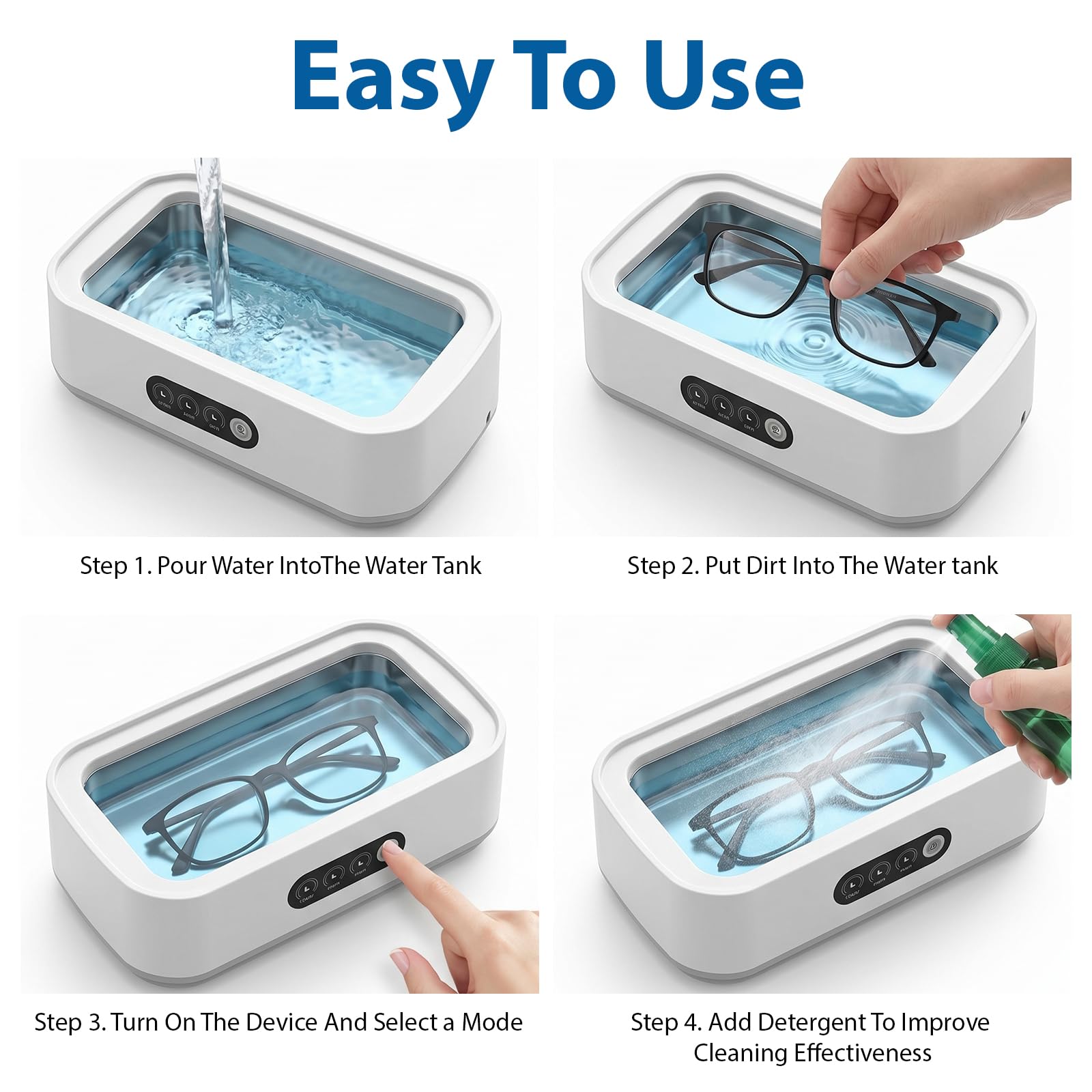 Nettoyeur Ultrasons 650ml, Bac a Ultrason 4900Hz, Profondeur à 360° avec 3 Réglages de Temps, Convient pour le Nettoyage des Lunettes, Argent, Montres, des Bijoux et des Prothèses Dentaires