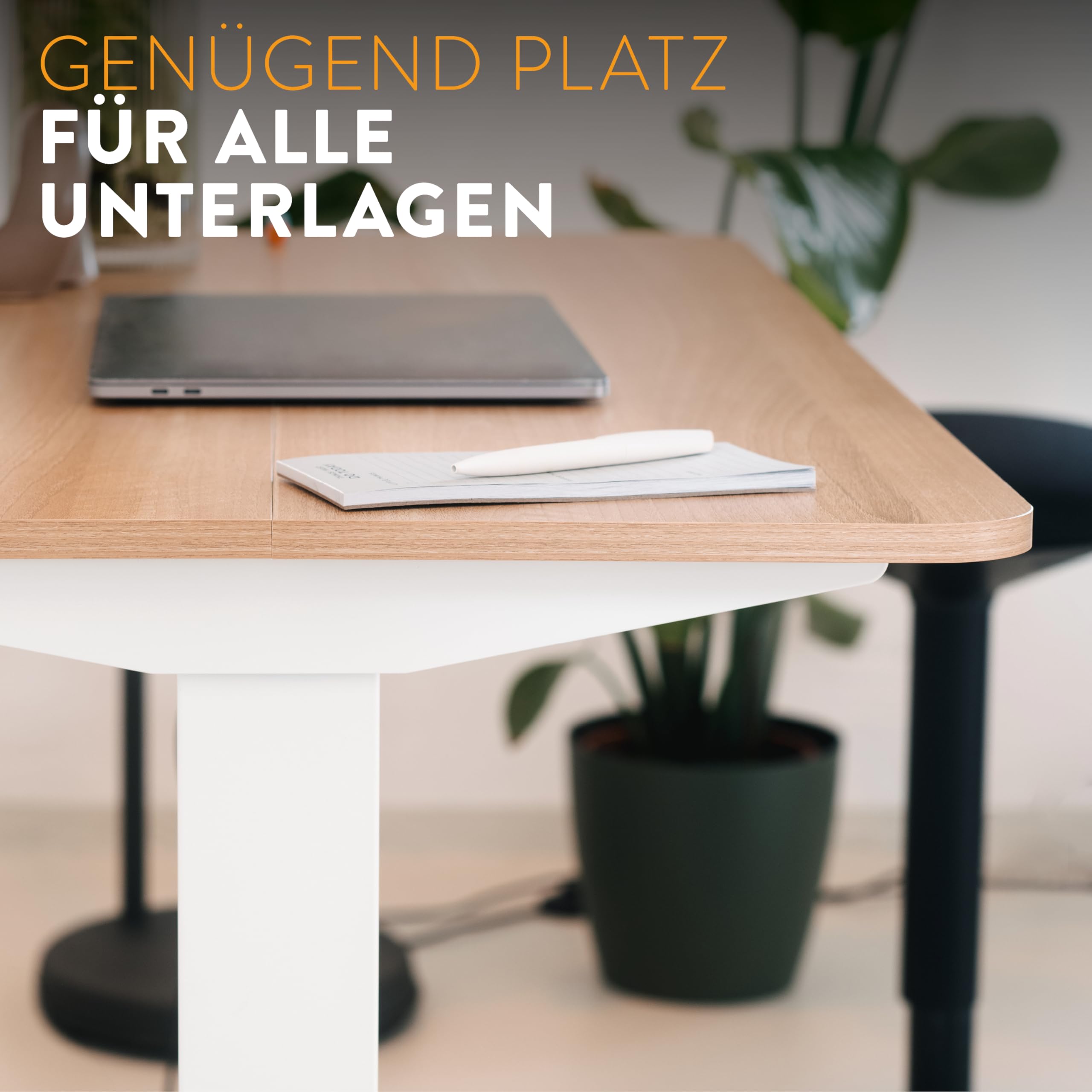boho office® Elektrisch höhenverstellbarer Schreibtisch - 4 Speicherplätze und FSC-zertifizierter Tischplatte mit abgerundeten Ecken, UDESK Weiß/Schwarz
