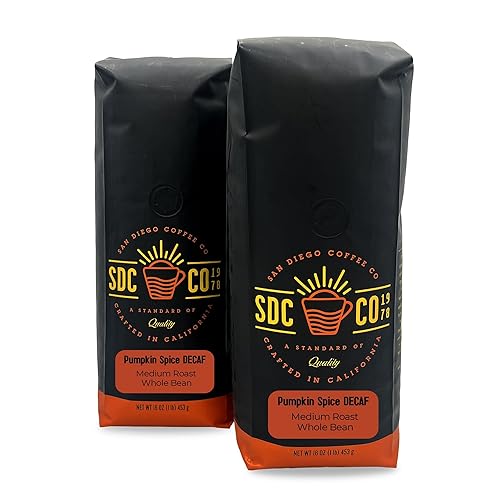 Vista 82 de San Diego Coffee Café orgánico tostado francés DECAF, tostado oscuro, café en grano entero, bolsa de 16 onzas Café en grano tostado descafeinado
