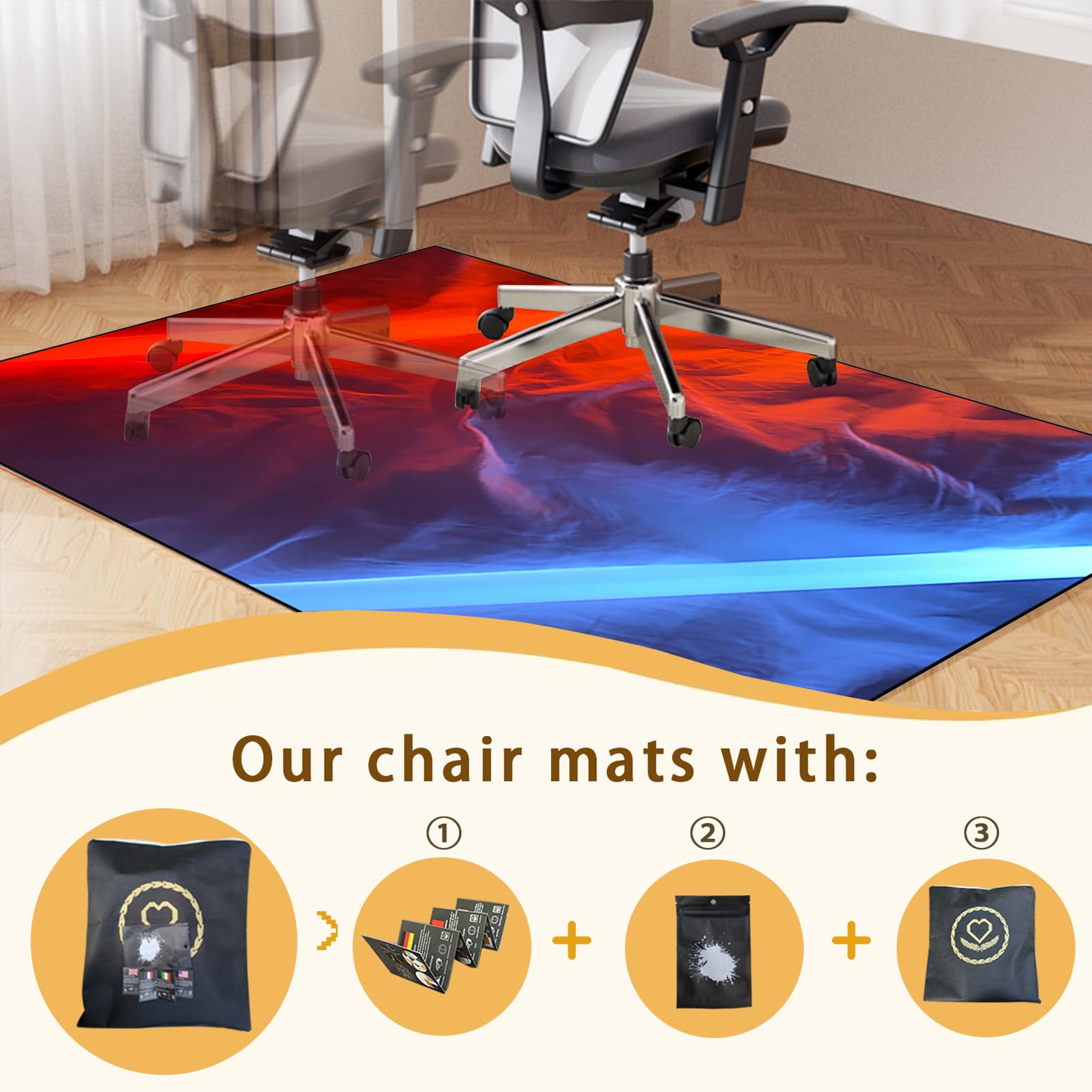 Tapis de chaise de bureau haut de gamme pour chaise de bureau à poils courts et sans poils, grand tapis de chaise de bureau pour une glisse facile, tapis de protection de sol pour ordinateur de jeu,