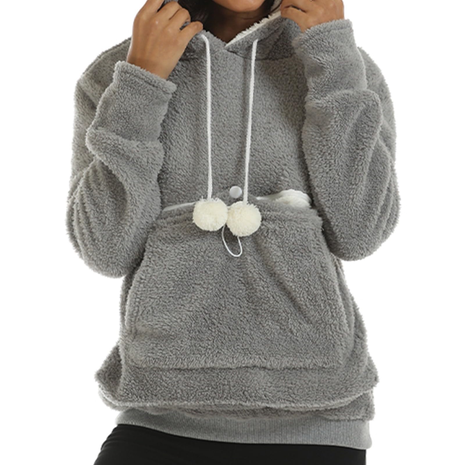 Pull femme avec poche pour chien chat chien poche femme sweat à capuche kangaroo grande poche sweat à capuche chats chiens animaux de compagnie transporteur sweat-shirt sac à manches longues