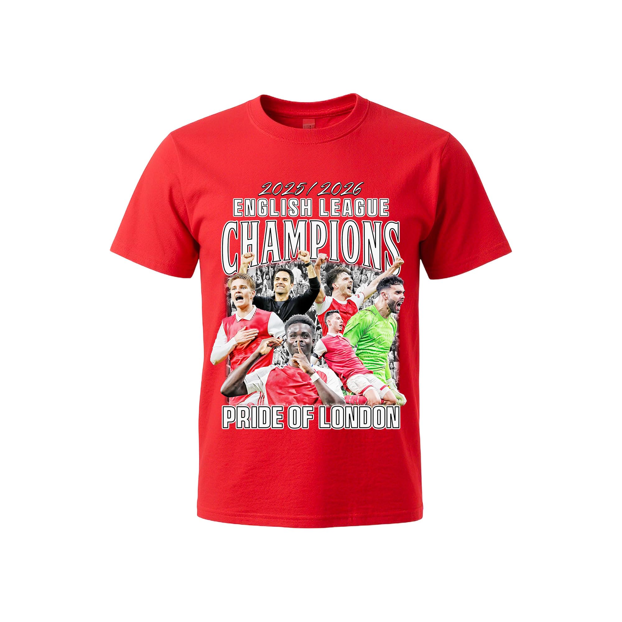 Arsenal 2026 League Champions T-Shirt - Cotton, Unisex, AFC English League Winners Souvenir T-Shirt (UK, Alpha, M, Regular, Regular) Multicolor