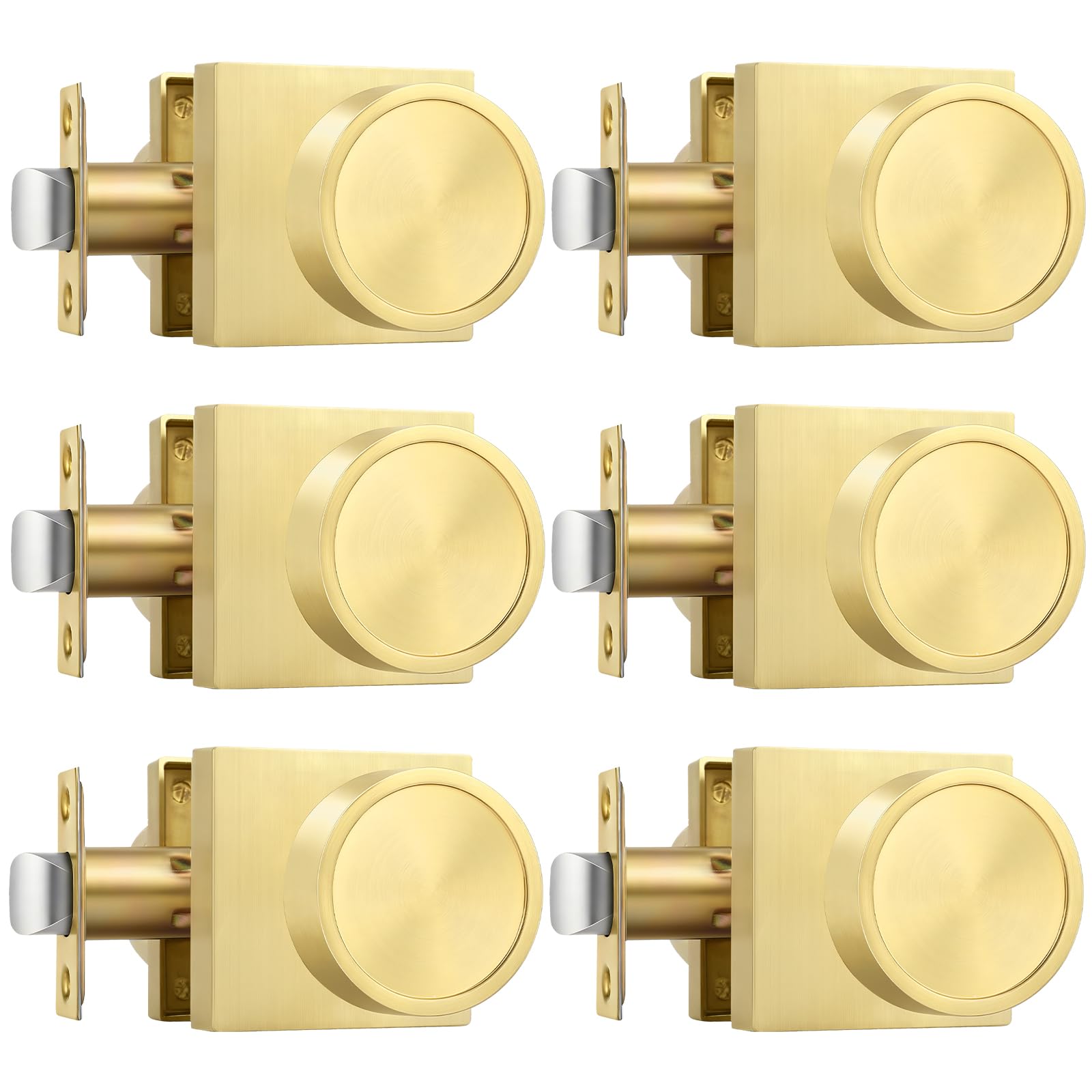Goldenwarm Passage Brushed Gold Closet Door Knobs Interior, 6 Pack