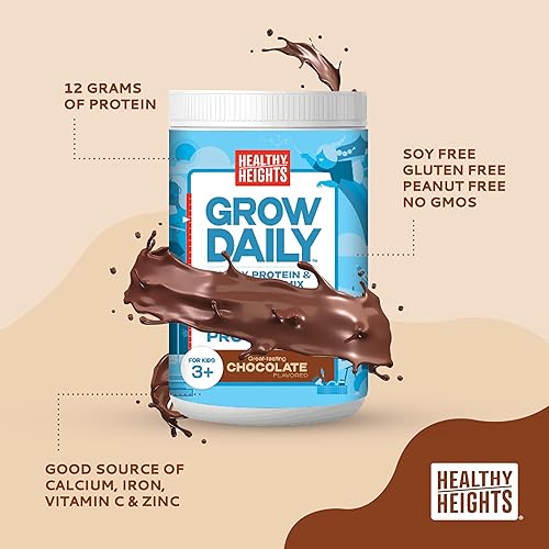 Miniatura 3 de Grow Daily 3+ Shake Mix - Recipiente de 7 porciones de Healthy Heights - Proteína en polvo (chocolate) - Desarrollado por pediatras - Batido