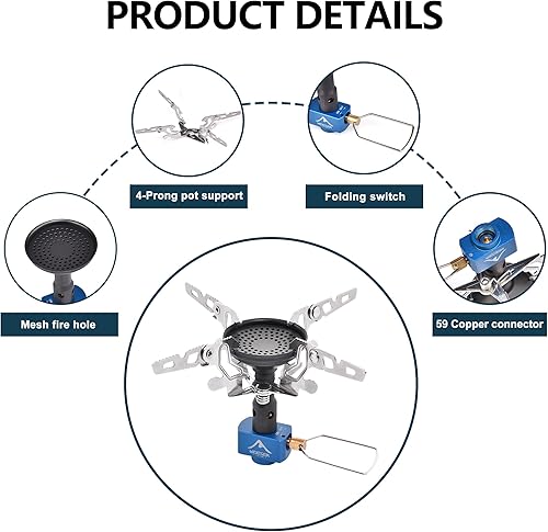 Miniatura 5 de Widesea Estufa de quemador de camping 3300 W Estufa de gas al aire libre Pequeñas estufas de mochilero Estufa portátil para mochileros Estufa de