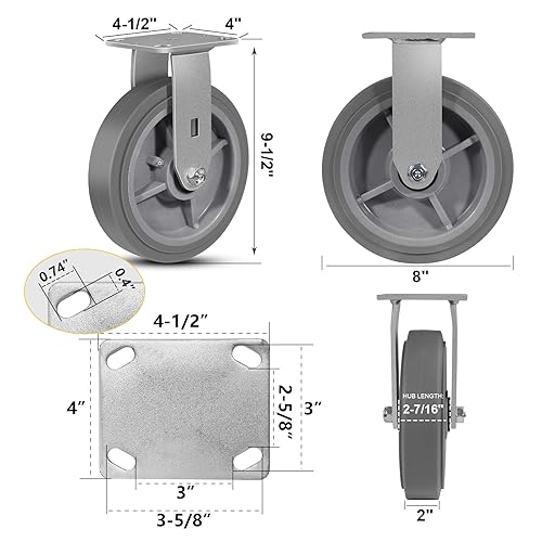 Miniatura 45 de Rueda rígida industrial de 5 x 2 pulgadas, rueda de goma para muebles, plataforma, camión, carrito de ruedas (1 paquete rígido)