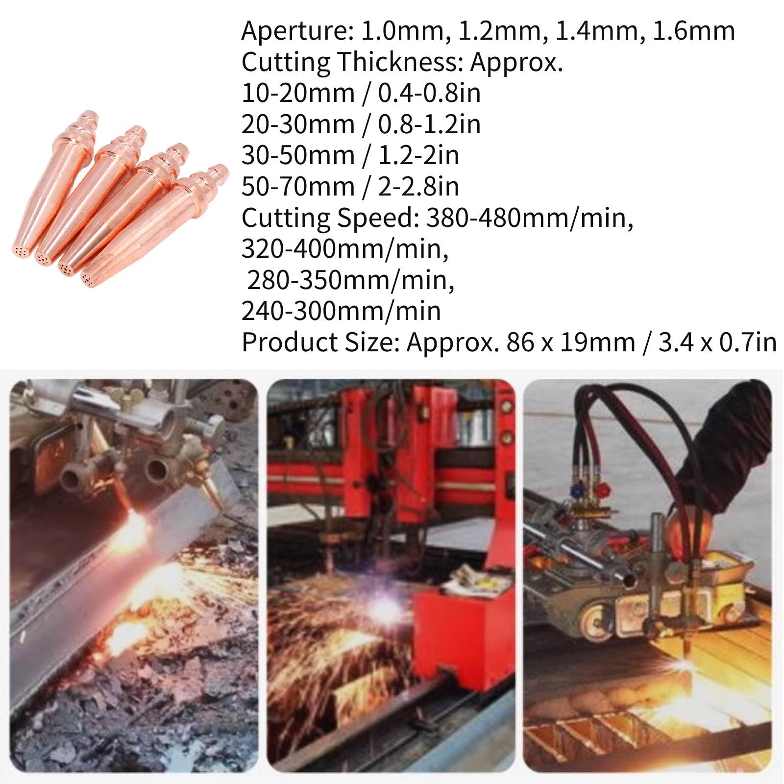 Punta de soldadura, puntas soplete de corte de acetileno, 4 piezas puntas de corte isobáricas Kit de boquilla de cobre de soldadura de gas de acetileno consumibles de soplete Soplete Joyero
