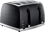 Russell Hobbs Tostapane 4 fette 26071 - Design contemporaneo a nido d'ape con fessure extra larghe e funzione di sollevamento alta, nero - 1