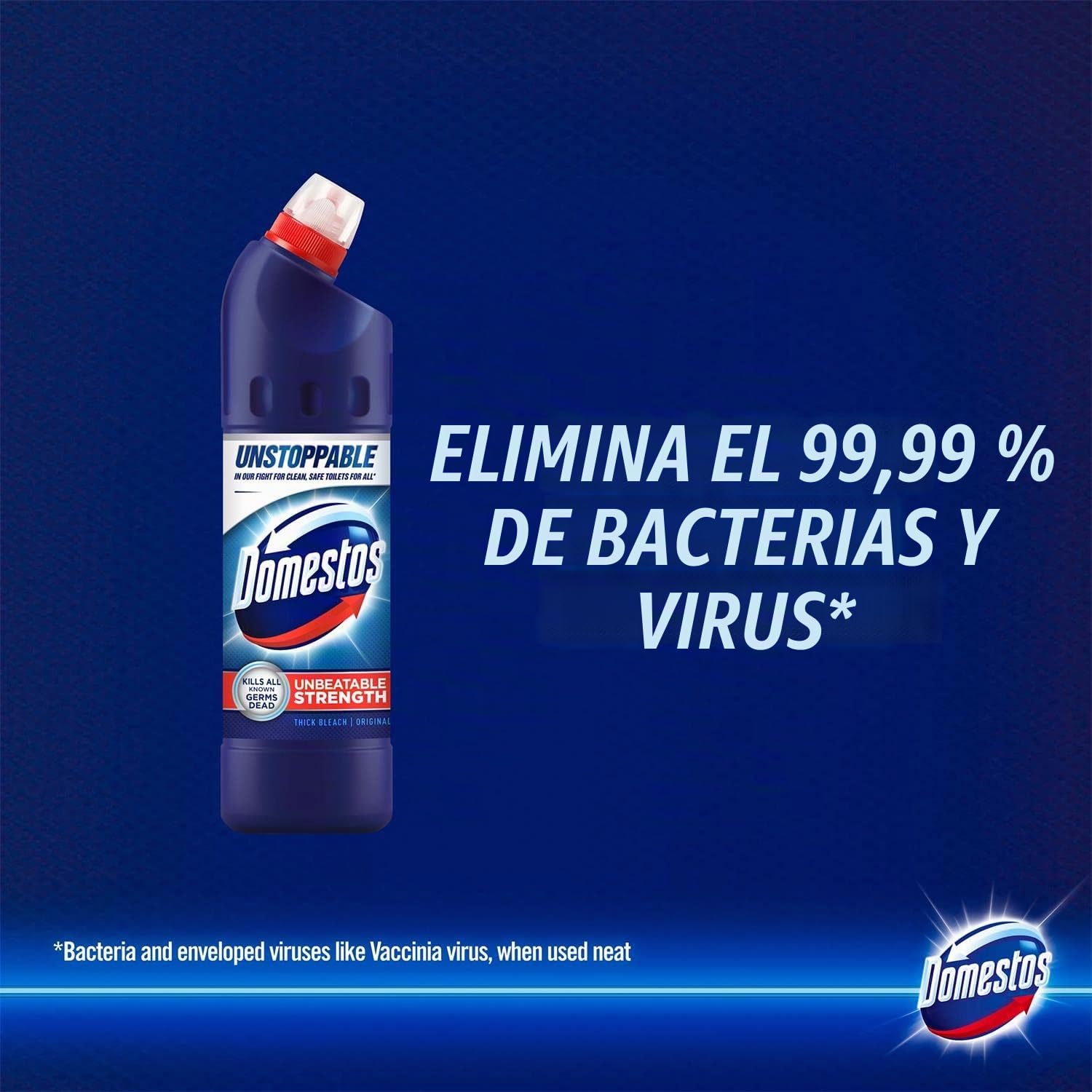 Lejía Domestos original azul de 750 ml, caja de 9 unidades