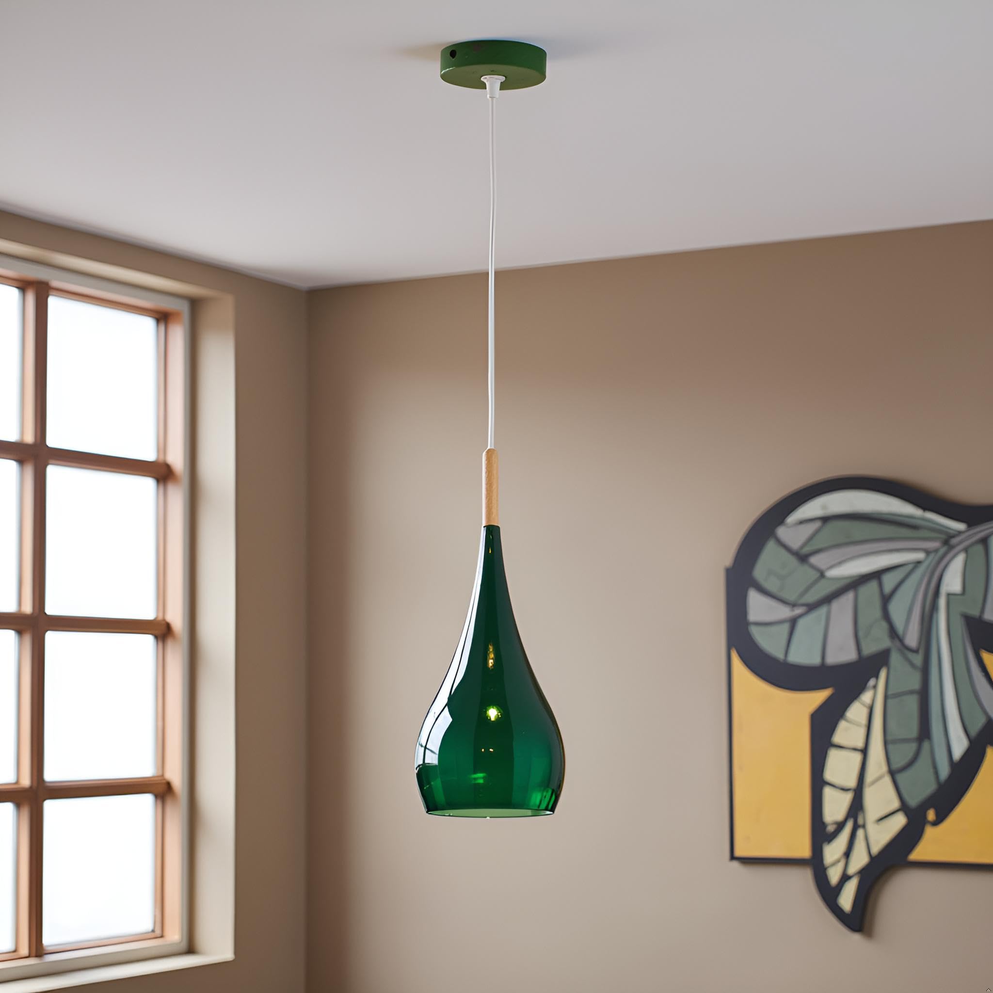 Green Ceiling Pendant Light 16cm Modern Drop Style Lampshade E27 Fitting