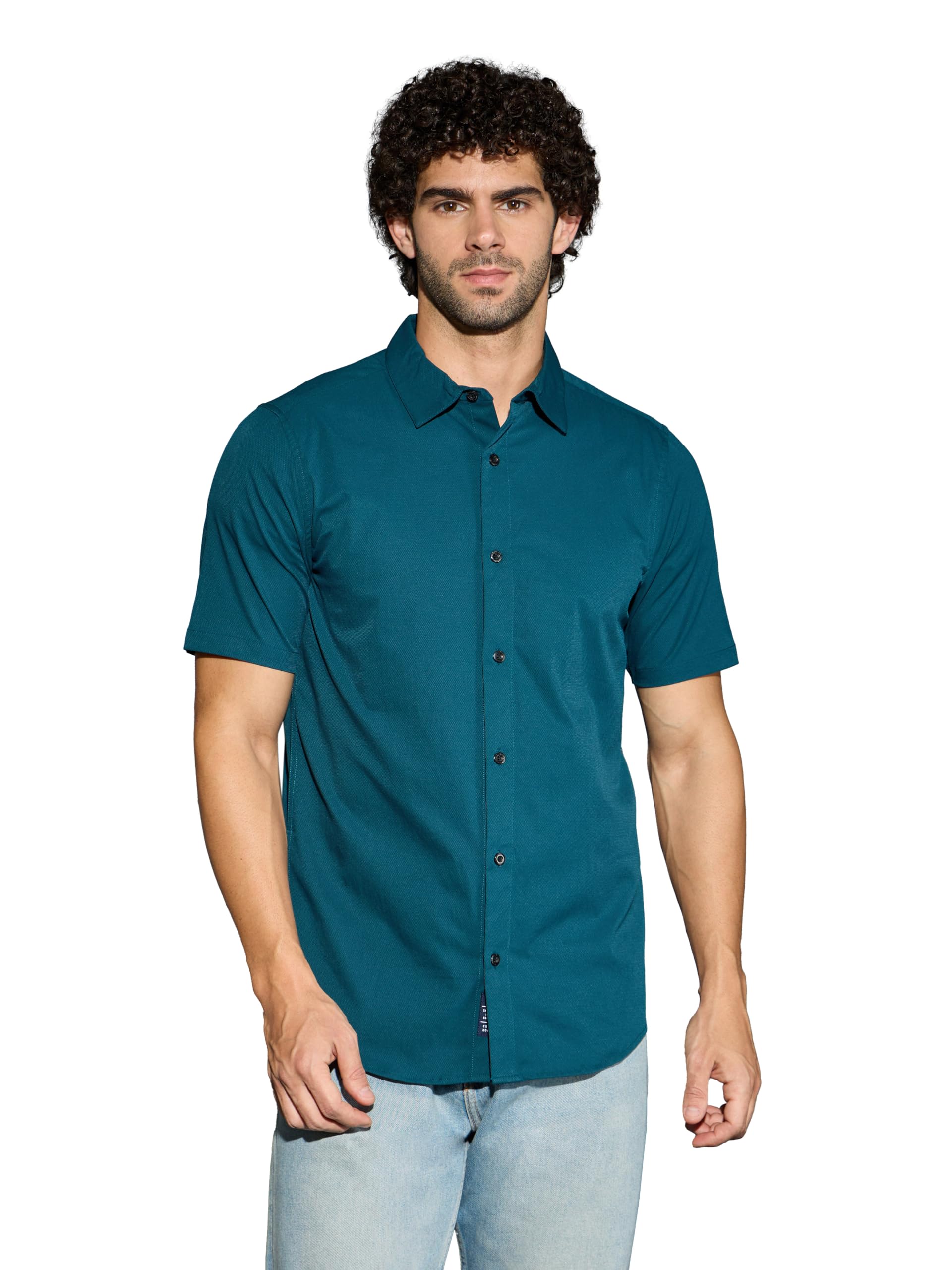 technosport Men's Polyester Stretch Fit Half Sleeve Solid Casual Woven Shirt with Stretchable, Quick Dry, Anti Odour Properties-picture-27
