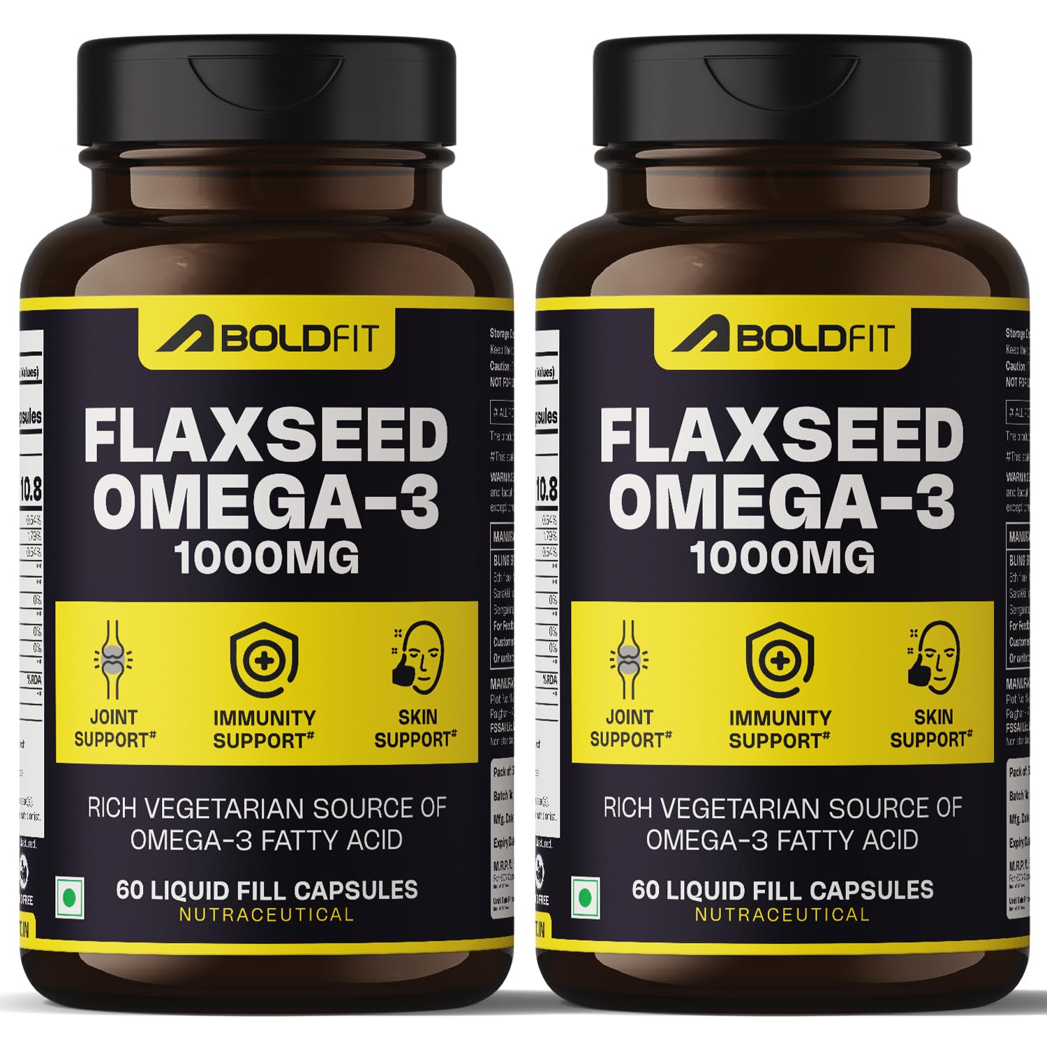 Boldfit Flaxseed Oil Capsules 1000mg with Omega 3 for Men & Women - Supports Skin, Joint, Hair & Immunity Support - Pack of 2-120 Veg Capsules. (B0B8MTTTX7) Amazon Price History, Amazon Price Tracker
