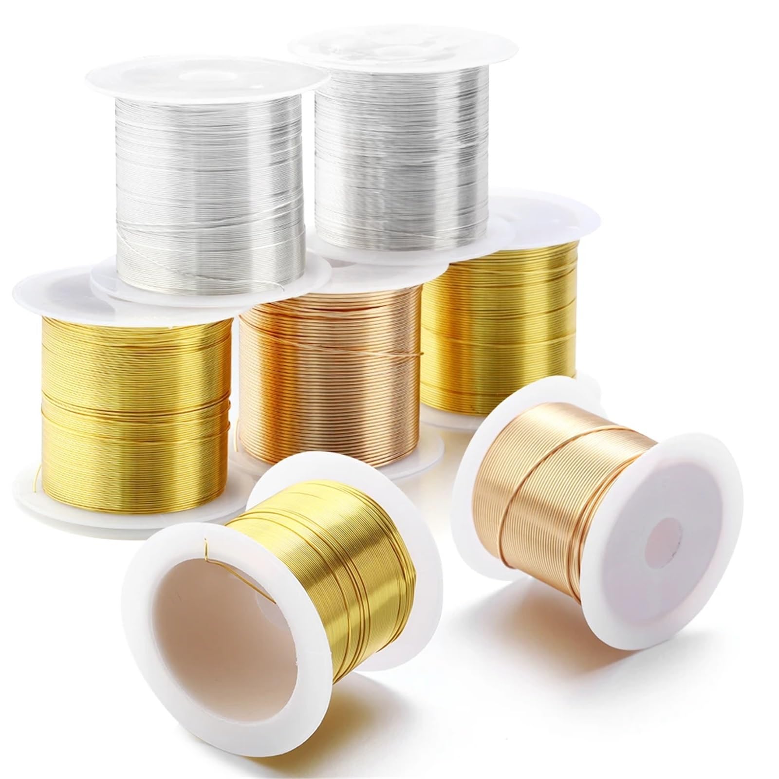 Elastyczny sznurek do bransoletek Drut jubilerski 10 rolek Złoto Srebro Miedź Trwały kolor Koraliki tworzenia DIY(Golden,0.4mm 45m)
