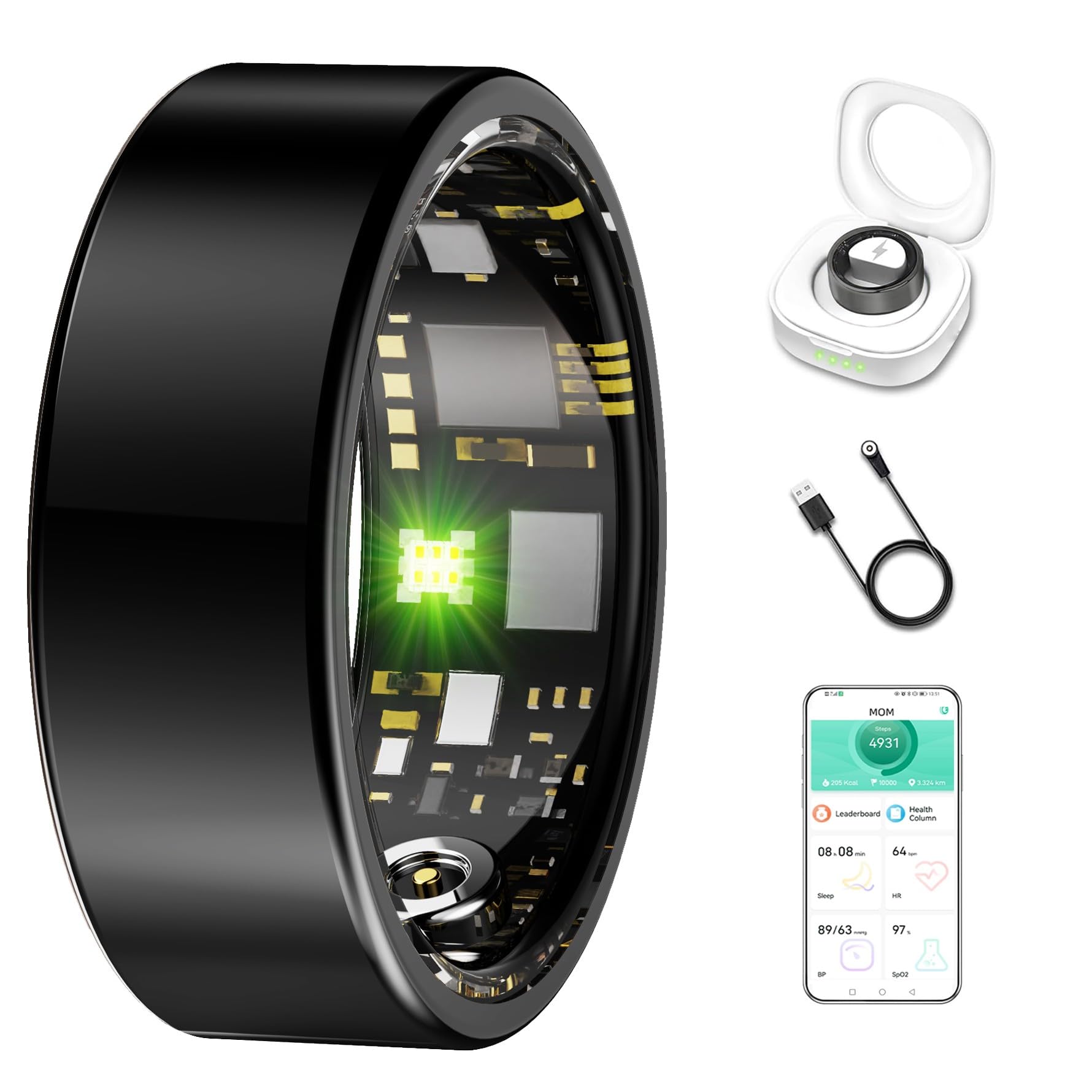 SIERDE Smart Ring for Women & Men, Sleep & Health Tracker Ring, Black 8#