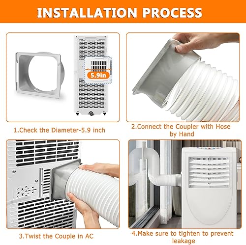 Miniatura 5 de HAUREW Acoplador de manguera de escape cuadrado para aire acondicionado portátil de 5.9 pulgadas, adaptador de ventana cuadrada a redonda, conector