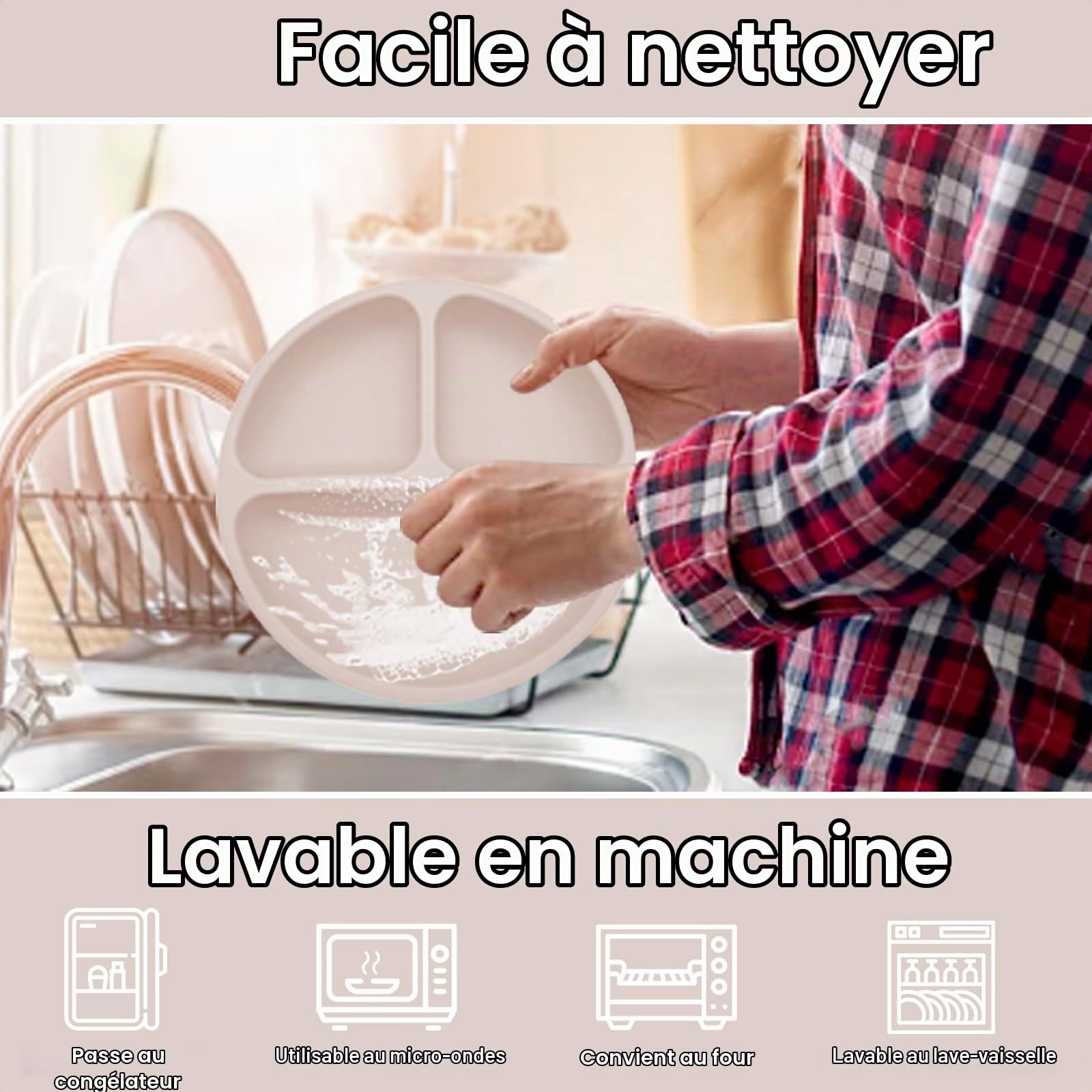 12 pièces Coffret Repas Bebe Silicone, Assiette bebe Set avec Ventouse Assiette Bol Fourche Cuillère Bavoir et Tasse, Enfant Set Couverts Vaisselle Pour Sevrage Manger (Beige)