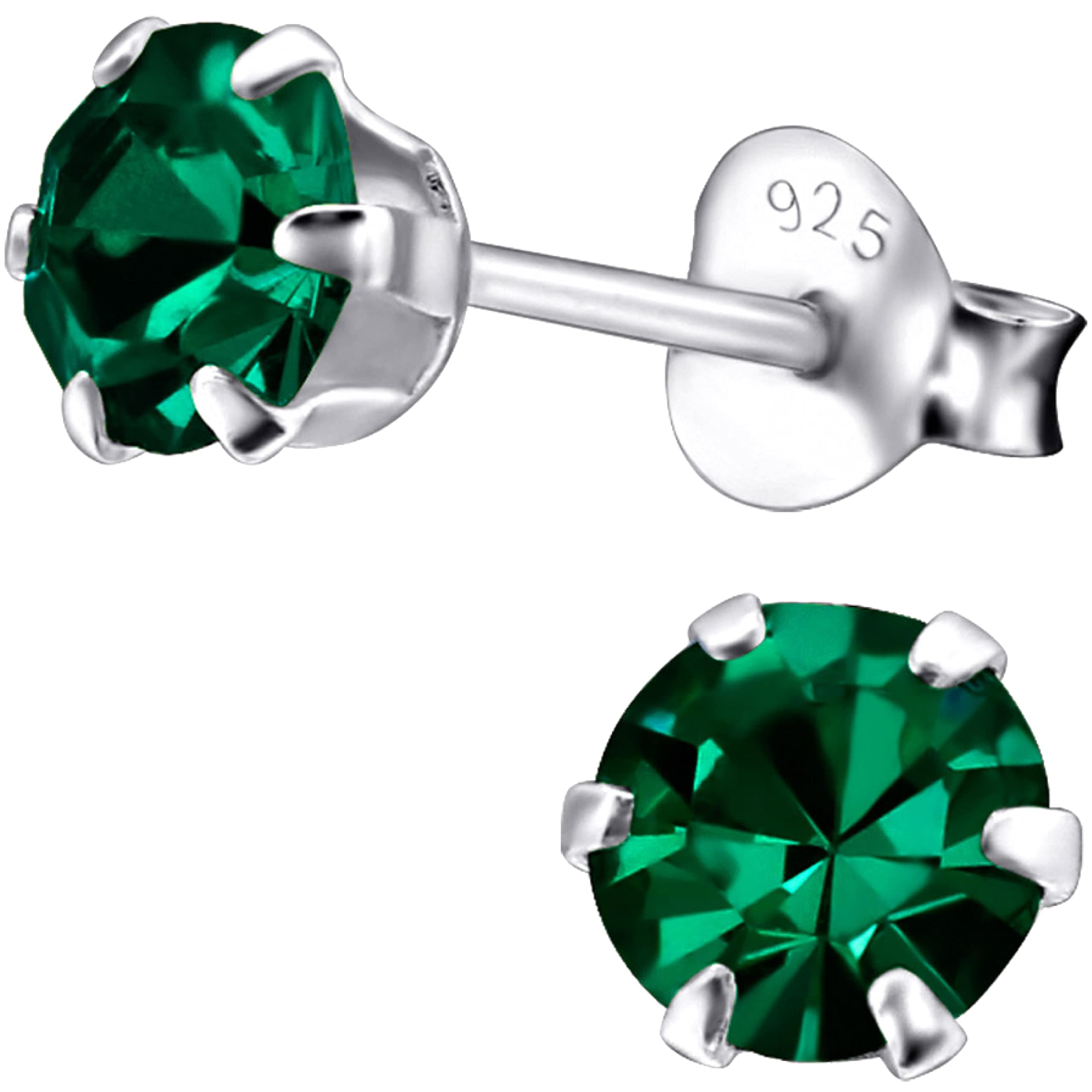 Ohrringe Silber 925 für Damen - 5 mm Zirkonia - runde Kristall Ohrstecker