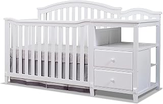 Sorelle Berkley 4-in-1 Convertible Crib & Changer Slat Panel Back White - Toddler Daybed Full-Size Nursery Bed Non-Toxic Wood