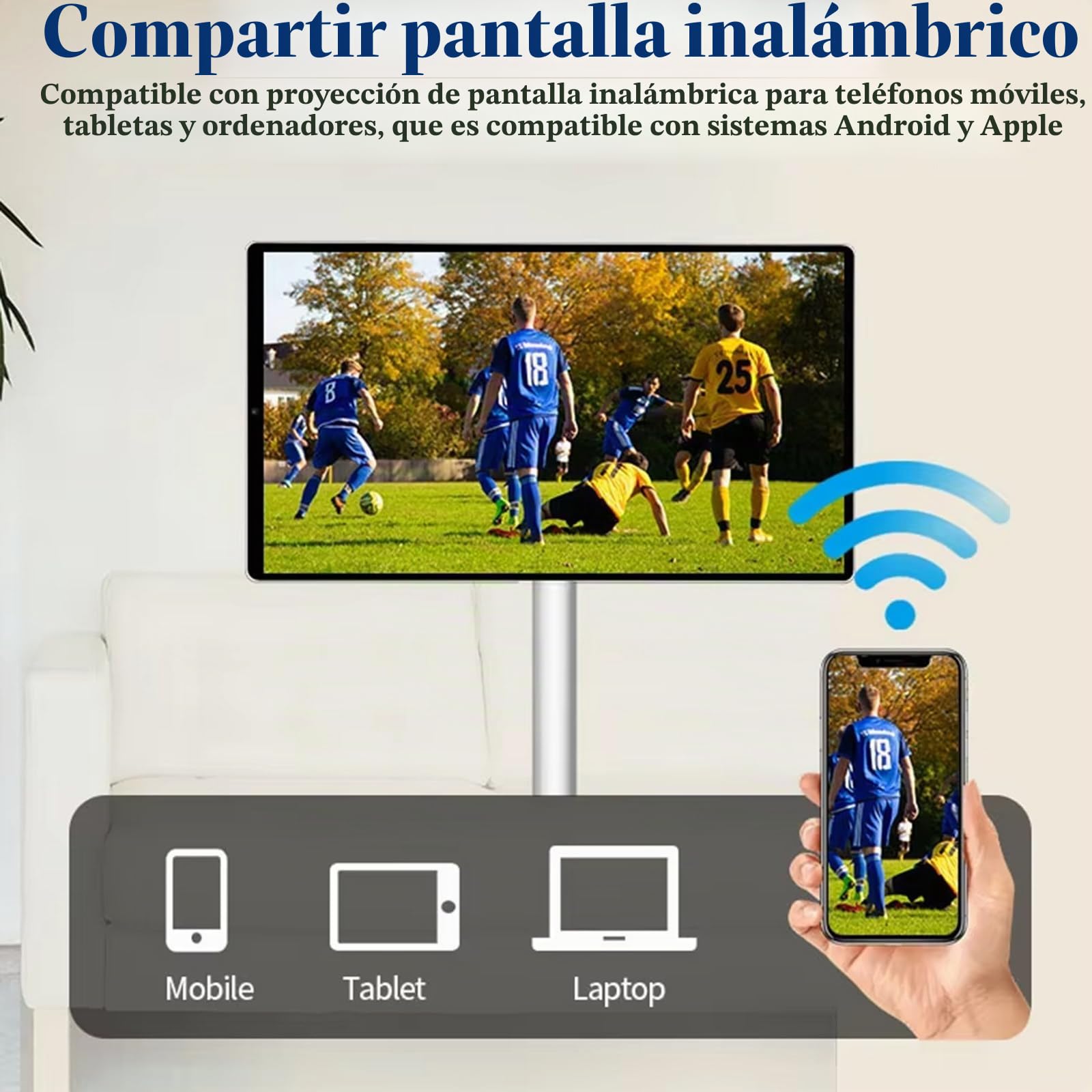 Smart TV portátil de 24 pulgadas, 1920 x 1080 píxeles, pantalla táctil portátil, batería integrada, ajustable en todos los ángulos, televisor pequeño para dormitorio, baño, cocina, camping 4+64G