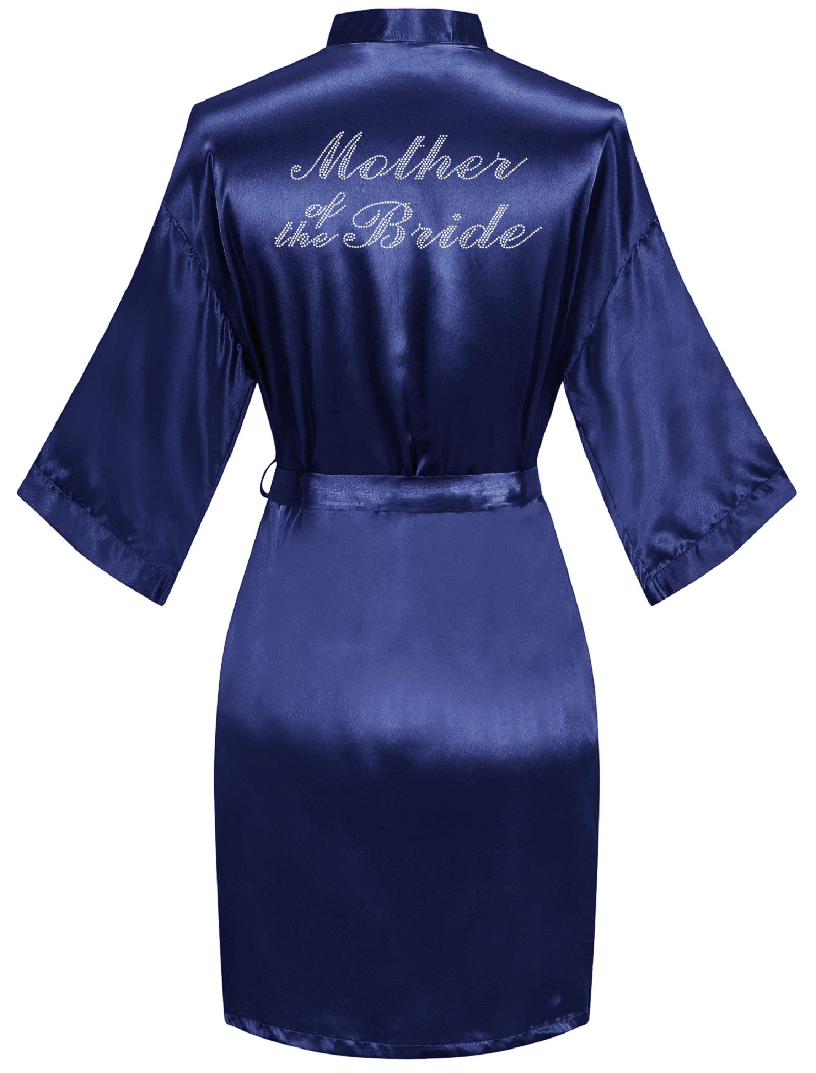 goodmansam Women's Silky Robes One Size Silver Rhinestones Bride Bridesmaid Sleepwear for Wedding Party Getting Ready