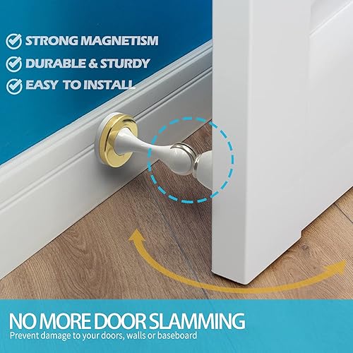 Vista 34 de Neoera Tope magnético de puerta (color níquel cepillado) Tope de puerta fuerte magnético para mantener la puerta abierta, antioxidante, resistente