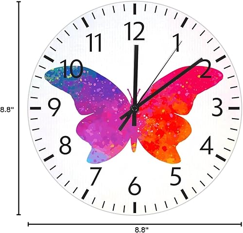 Miniatura 56 de ArogGeld Reloj de pared de PVC con mariposa multicolor, relojes con números para amantes de la mariposa, silencioso, sin tictac, funciona
