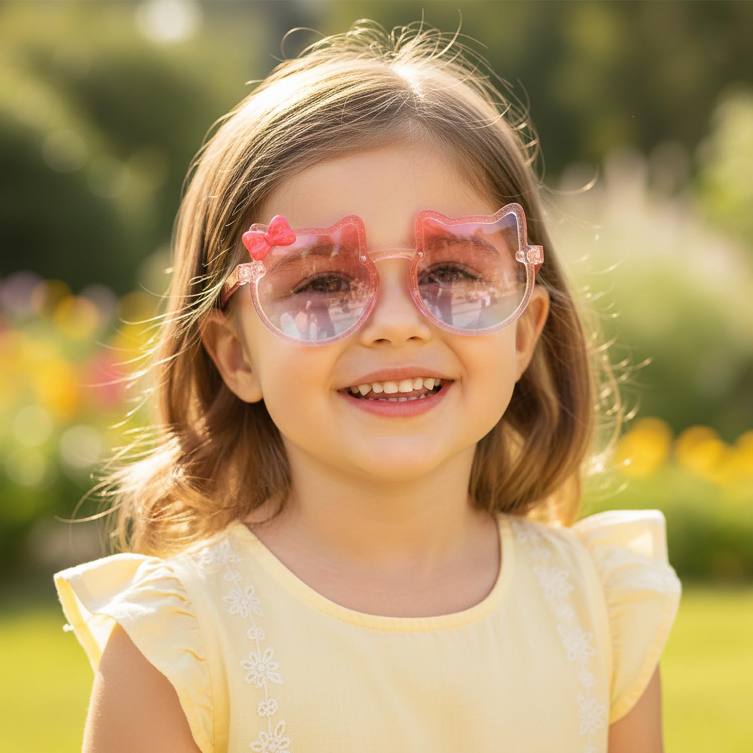 SYGA Kids Goggles, Modern Stylish Eyewears for Boy's and Girls, Colorful Cat Shape, Suitable for Age 3 to 8 Years (TransBlue&GrdientPink) (TransBlue&GrdientPink) 1