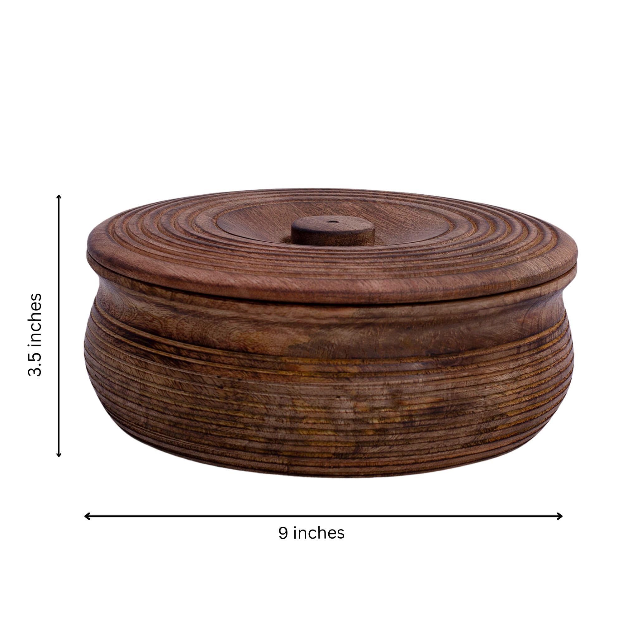 Handgefertigter mexikanischer Tortilla-Stövchenkorb aus Holz indischer Chapati-Roti-Brothalter Box Pfannkuchen-Keeper-Serviergeschir Hot Pot Auflaufform Deckel Home Küche Essdekor, Antik Braun 23 x 9