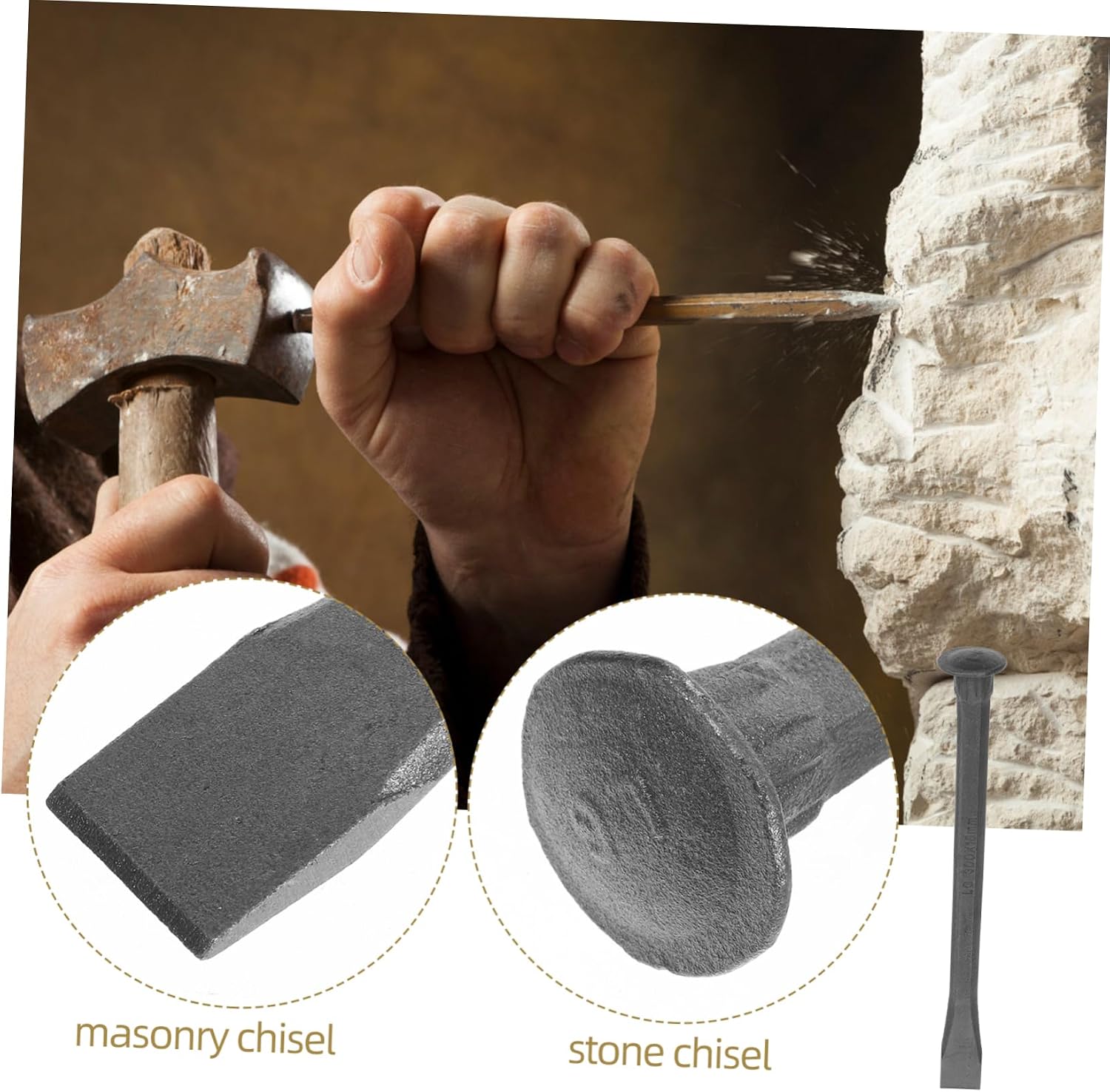 Manual Masonry Chisel Ergonomic Handle Stone Carving Chisel for Woodworkers