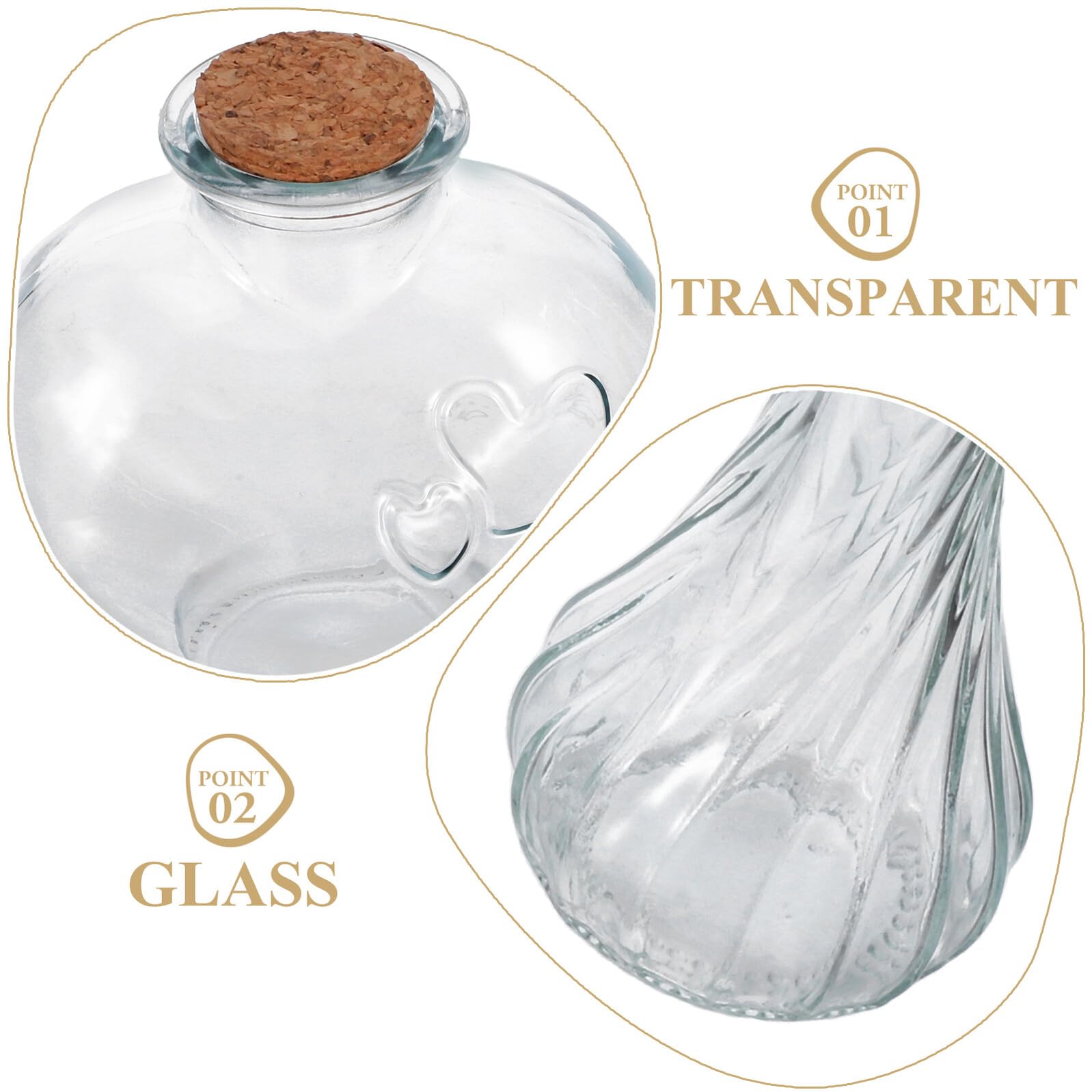 3 Stück Sandzeremonie Gläser mit Korken Kleine Herzflasche Schräges Fläschchen aus Glas Dekorative Hochzeitsvasen als Erinnerungsstück und Gastgeschenk