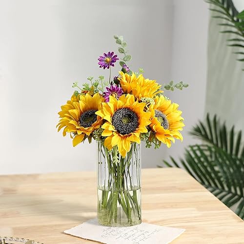 Miniatura 3 de Gute Jarrones de vidrio de 6 pulgadas para decoración, florero para decoración del hogar, moderno jarrón transparente decorativo para centros de