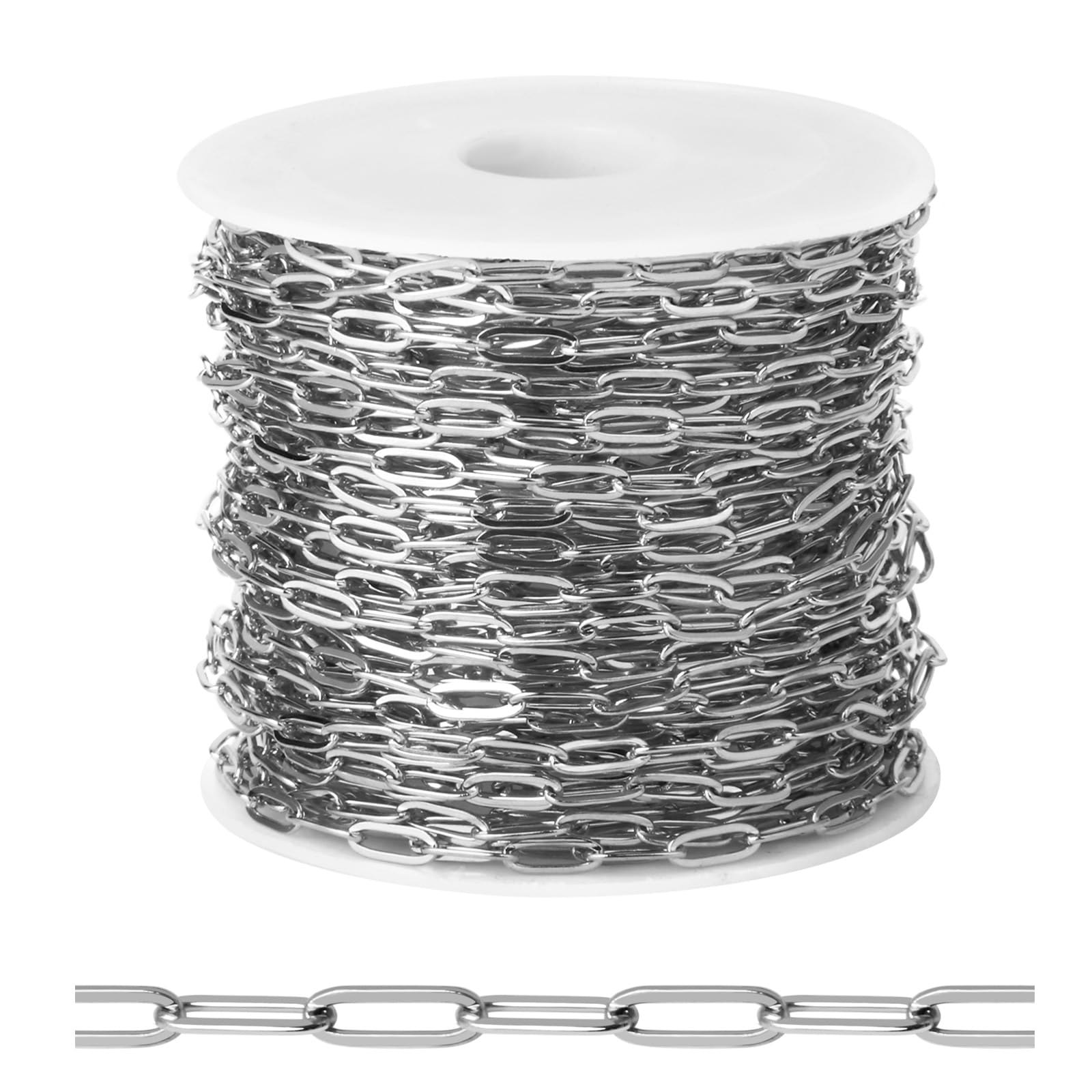 Photo 1 of [33FT] Stainless Steel Paperclip Chains for Jewelry Making, 2.5mm Wide 304 Stainless Steel Paperclip Link Chain Roll Bulk for DIY Jewelry Making Craft