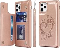 Vista 20 de Cavor Funda para iPhone 11 Pro con tarjetero, funda tipo cartera con tarjetero y tarjetero para iPhone 11Pro, funda de piel sintética con ranuras