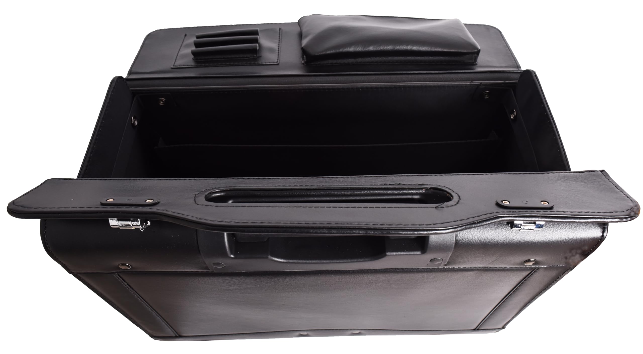 HLG416 - Funda de piel con 4 ruedas, diseño de piloto de aviación, estilo empresarial, color negro, Black, L, Estuche Pilot