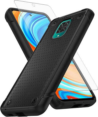 Asuwish Funda de teléfono para Xiaomi Redmi Note 9 ProNote 9sNote9 Pro MaxPoco M2 Pro con cubierta protectora de pantalla de vidrio templado y